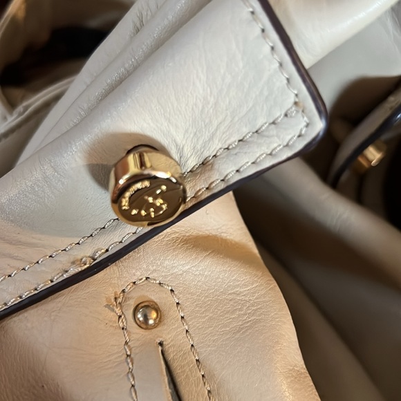 B. Makowsky Italian Full Leather Cream Calf Skin Hand Bag 10 Pockets - Picture 5 of 13